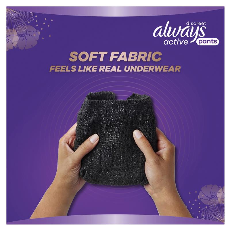 Always Discreet Active Adult Incontinence Pants Large - 8 Pants, 5-in-1 Protection