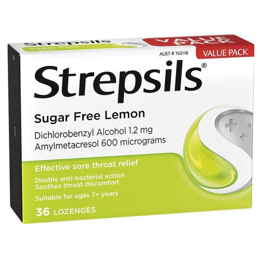 Strepsils Sore Throat Relief Sugar Free Lozenges - Lemon (36 Pack)