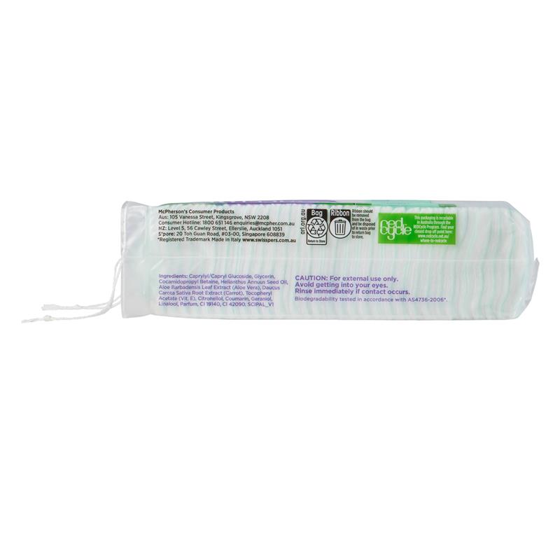 Swisspers 3in1 Aloe Vera & Vitamin E Cleanser Infused Pads - 60 Pack