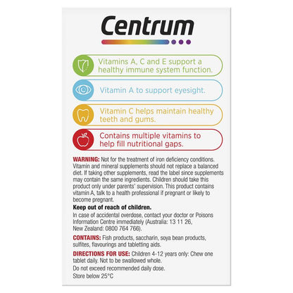 Centrum Kids Multi Vitamin 60 Strawberry Tablets
