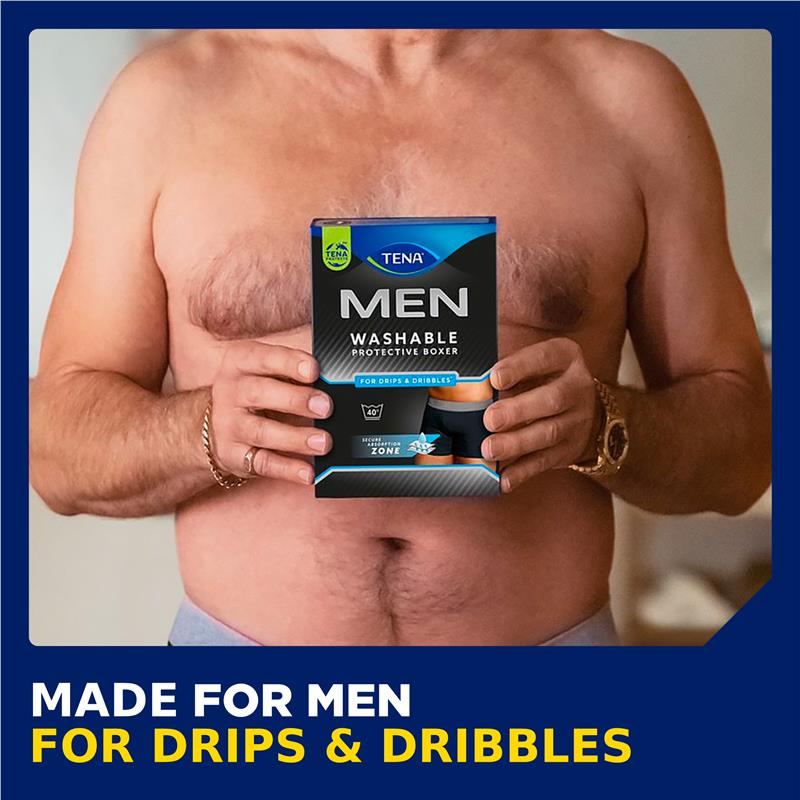 TENA Men Washable Adult Underwear Boxer Large - Discreet Protection for Light Incontinence