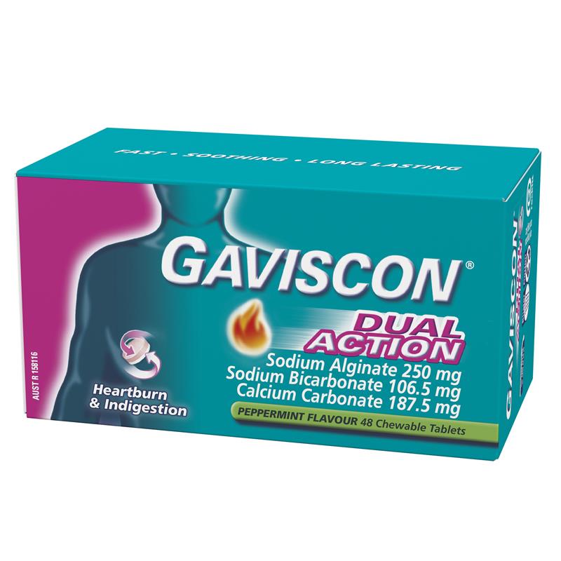 Gaviscon Dual Action Tablets for Heartburn and Indigestion 48 Pack