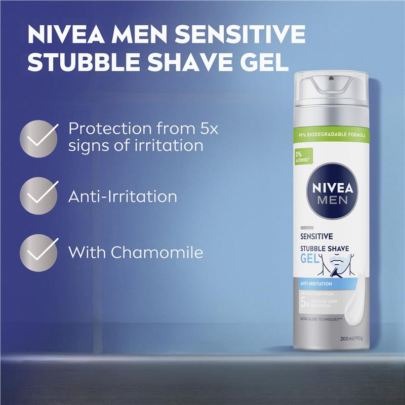NIVEA Men Sensitive Stubble Shave Gel 200ml