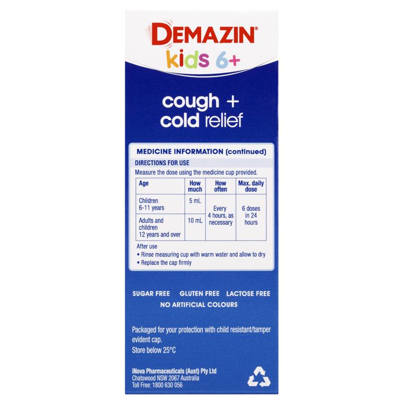 Demazin Kids 6+ Cough + Cold Relief 200ml