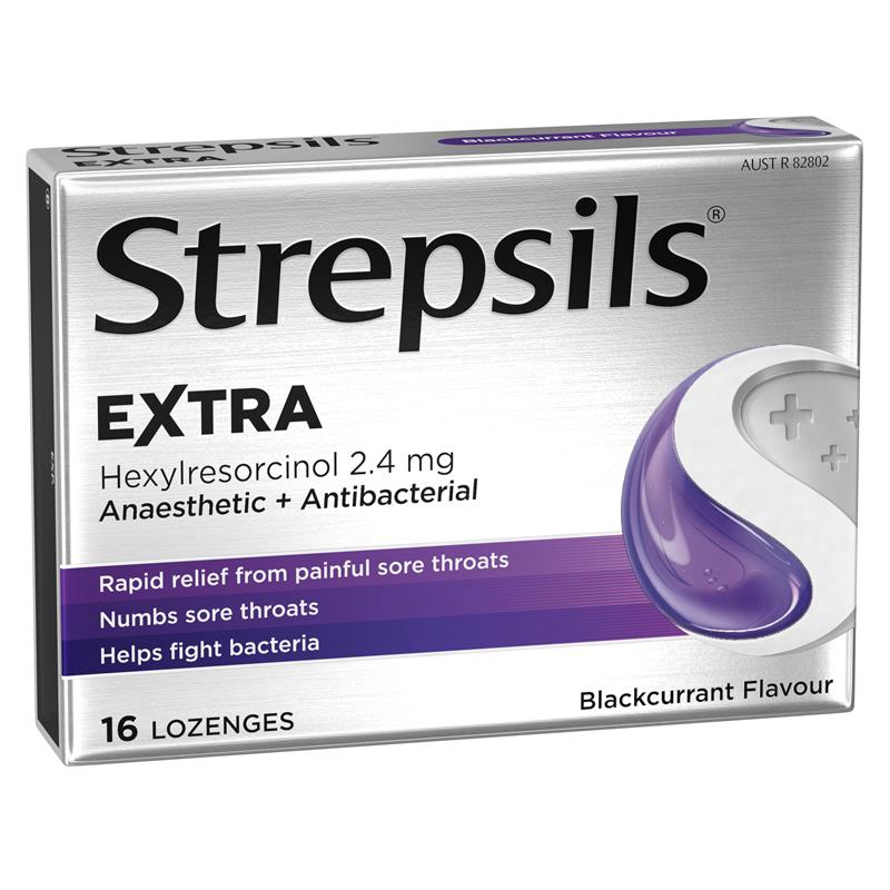 Strepsils Extra Blackcurrant Sore Throat Lozenges - 16 Pack