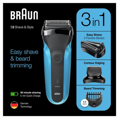 Braun Series 3 310BT Wet/Dry Shaver & Trimmer | 2-in-1 Men's Groomer