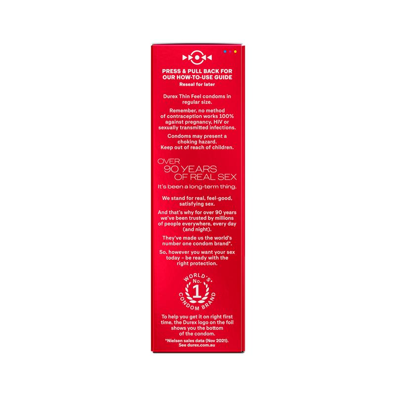 Durex Thin Feel Condoms 10 Pack - Enhanced Sensitivity