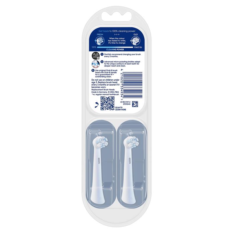 Oral-B Power Toothbrush iO Advanced Clean Refills - White (2 Pack)