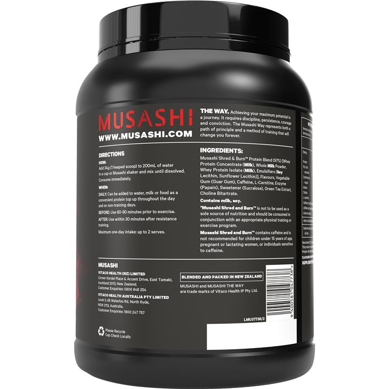 Musashi Shred And Burn Thermogenic Protein Formula - Vanilla 900g