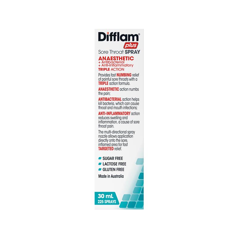 Difflam Plus Sore Throat Anaesthetic Spray Watermelon 30ml - Fast Relief