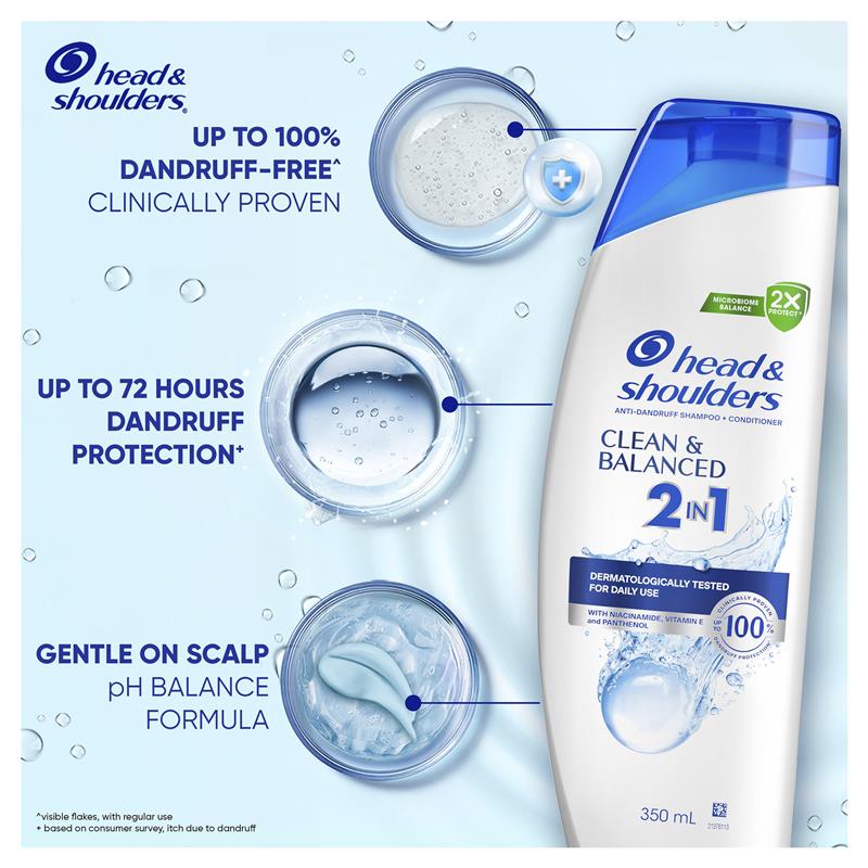 Head & Shoulders Clean & Balanced 2in1 Shampoo & Conditioner 350ml
