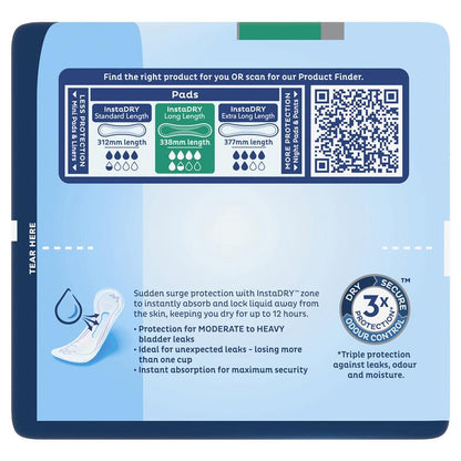 TENA InstaDRY™ Long Length Incontinence Pads, 8-Pads– Fast Absorbing Protection