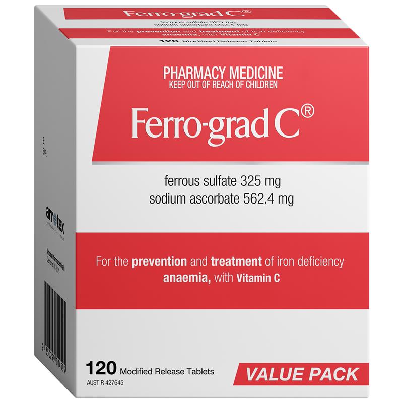 Ferro-Grad Iron & Vitamin C 120 Tablets Exclusive Size