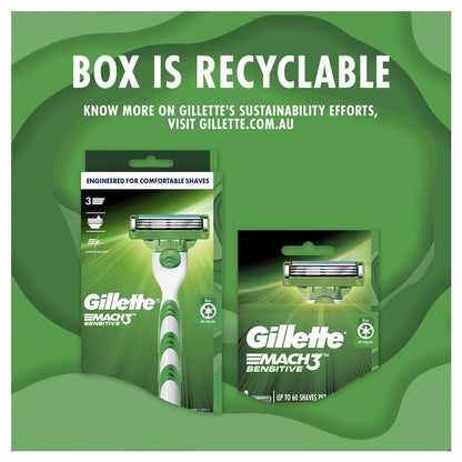 Gillette Mach3 Sensitive Razor Refills, 4-Pack for Sensitive Skin