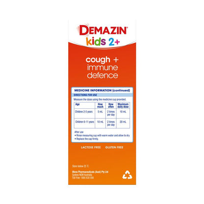Demazin Kids 2+ Cough + Immune Defence 200ml - Natural Berry Flavor