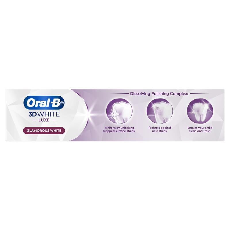 Oral-B 3D White Luxe Glamorous White Toothpaste 95g - Whitening Mint Formula
