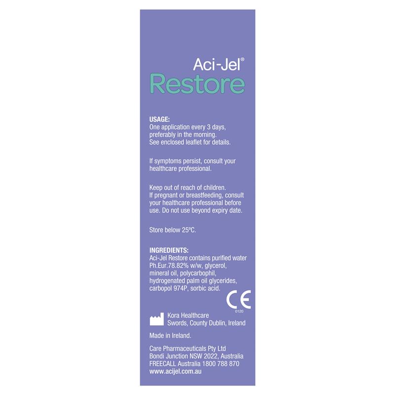 Aci-Jel Restore 6x6.5g Single-Use Vaginal Moisturizer, 18 Day Supply