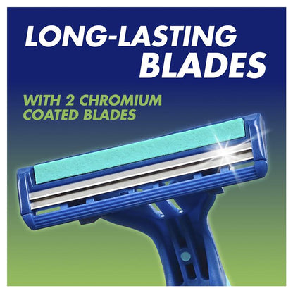 Gillette Blue II Plus Disposable Razors - 20 , 17+3 Blades, Aloe Lubrastrip