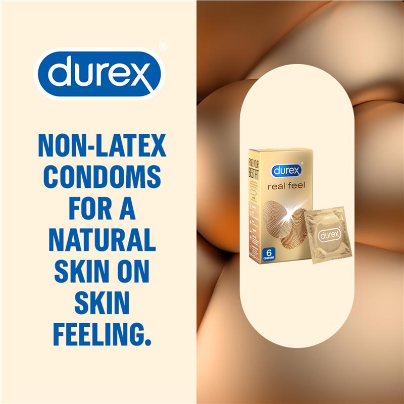 Durex RealFeel Polyisoprene Condoms - 6 Pack, Non-Latex, Natural Feel