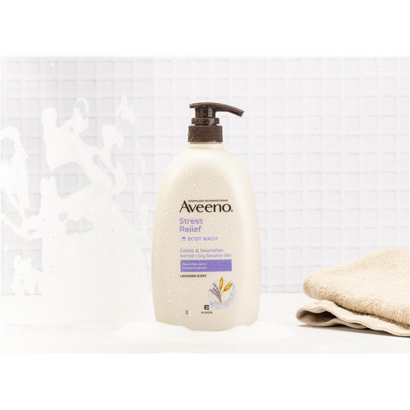 Aveeno Stress Relief Lavender Body Wash 1L for Sensitive Skin
