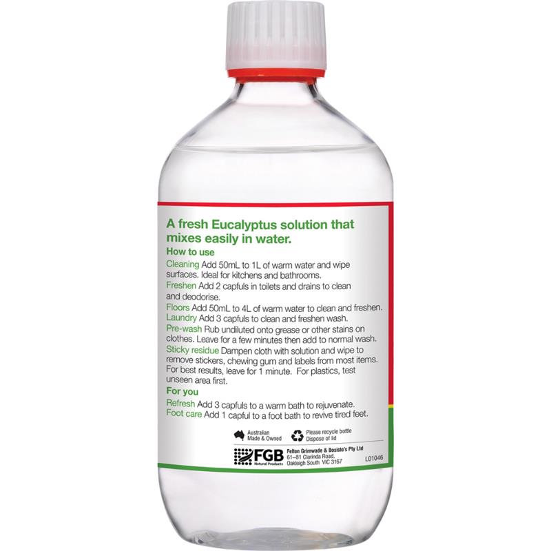 Bosisto's Eucalyptus Solution 500ml - Natural Cleaning Power
