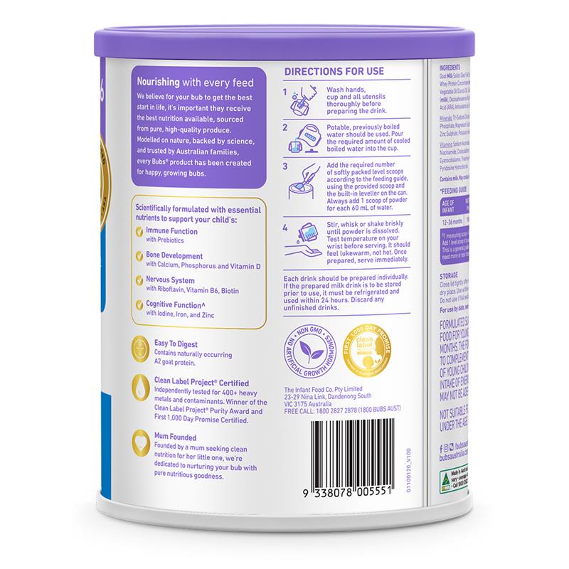 Bubs Goat Toddler Formula Stage 3 - 800g