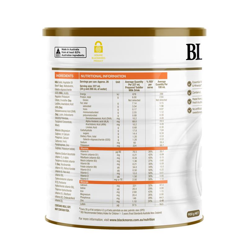 Blackmores Toddler Milk Drink 900g - Nutritional Support for Growing Toddlers 12+ Months