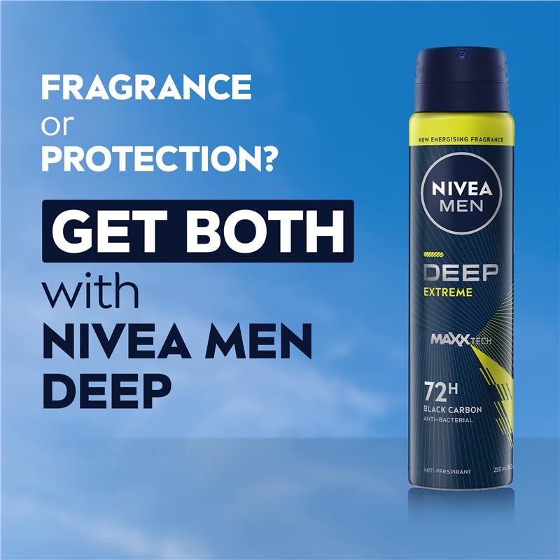 NIVEA MEN Deodorant Deep Extreme 72hr 250ml - Ultimate Freshness