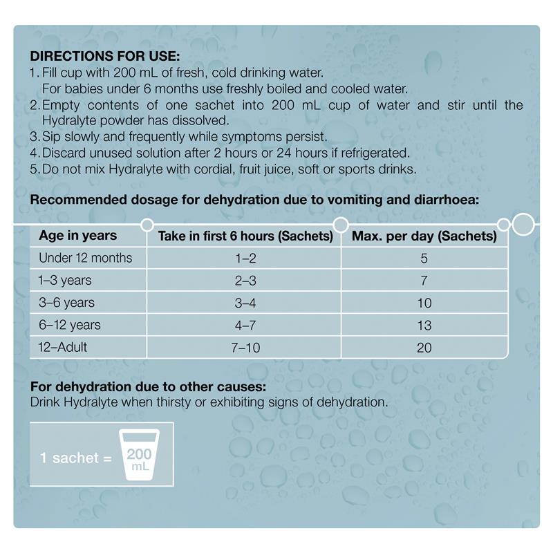 Hydralyte Electrolyte Powder - Colour Free Lemonade - 4.9g x 10 Sachets