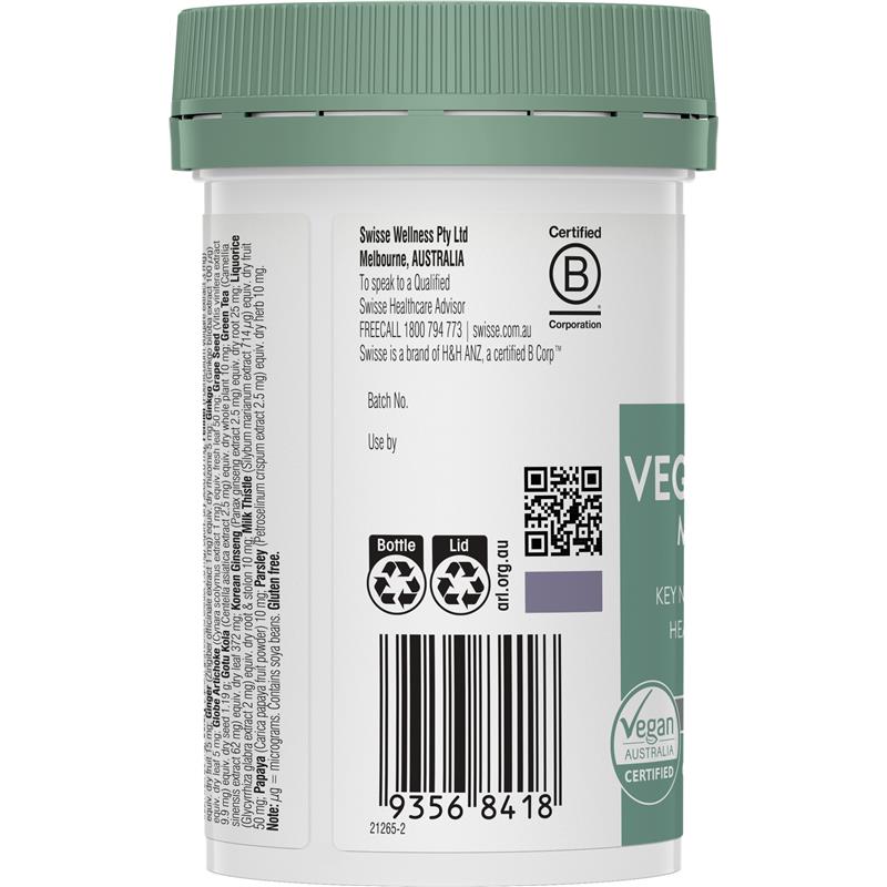 Swisse Vegan Womens Ultivite 60 Tablets