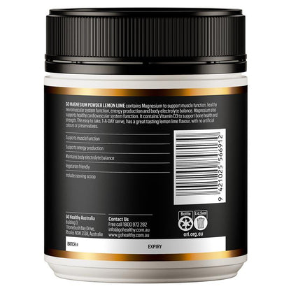 GO Healthy Magnesium Powder Lemon Lime 250g