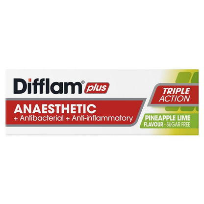 Difflam Plus Anaesthetic Sugar Free Pineapple & Lime Lozenges - 16 Count