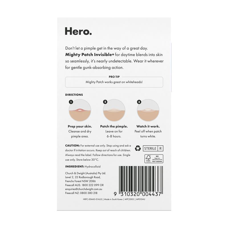 Hero Mighty Patch Invisible+ Hydrocolloid Pimple Patches 24 pack