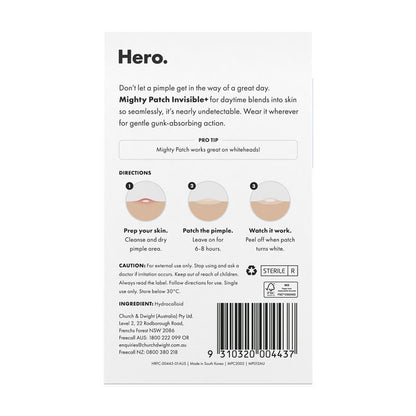 Hero Mighty Patch Invisible+ Hydrocolloid Pimple Patches 24 pack