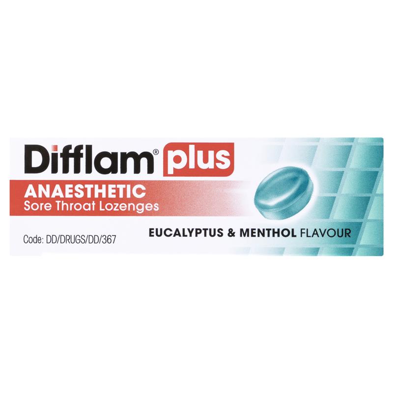 Difflam Plus Anaesthetic Sugar Free Eucalyptus Menthol Lozenges - 16 Count
