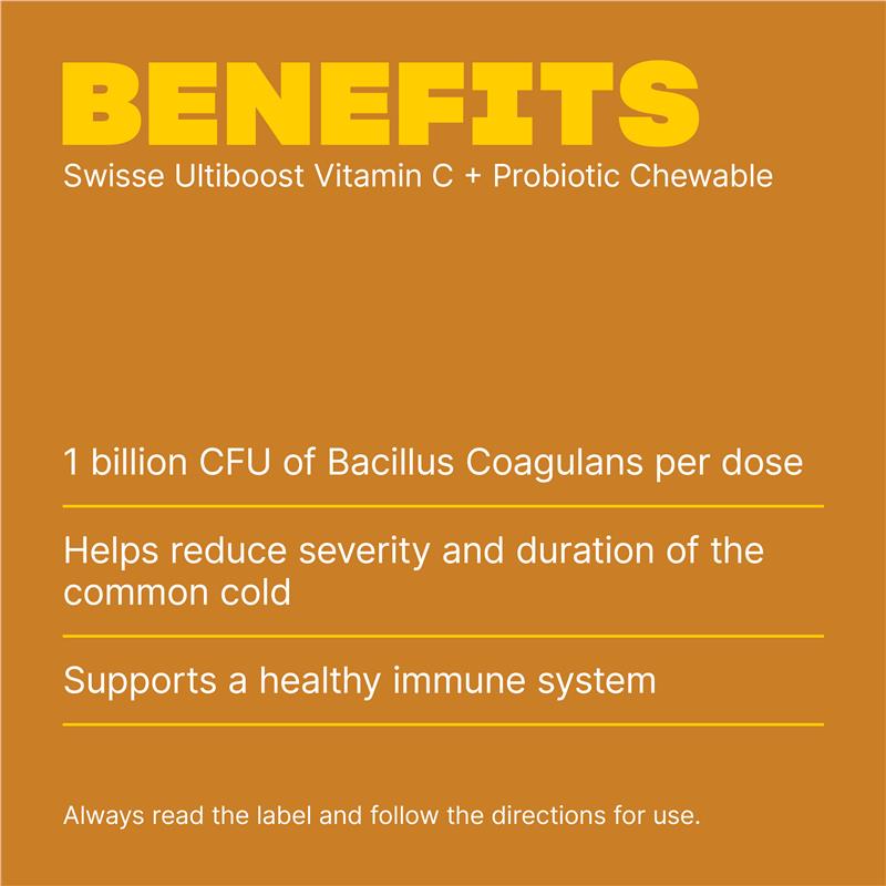 Swisse Vitamin C + Probiotic Chewable 60 Chewable Tablets