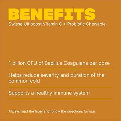 Swisse Vitamin C + Probiotic Chewable 60 Chewable Tablets