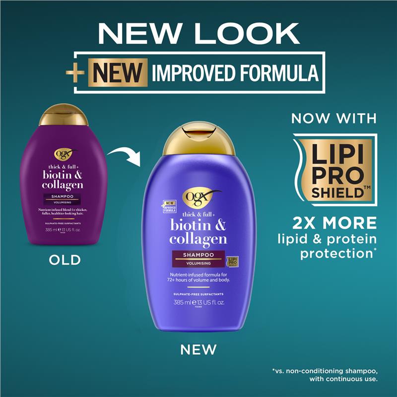 Ogx Thick & Full + Volumising Biotin & Collagen Shampoo For Fine Hair 385mL