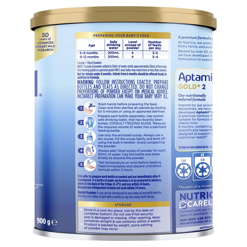 Aptamil Gold+ 2 Baby Follow-On Formula (6-12 Months) - 900g