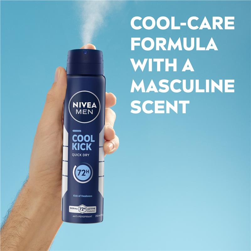 NIVEA MEN Cool Kick Aerosol Deodorant 72H Protection 250ml