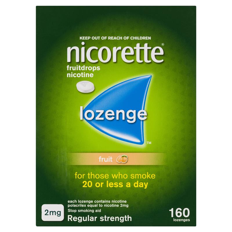 Nicorette Quit Smoking Regular Strength Nicotine Lozenge Fruitdrops - 8 x 20 Pack