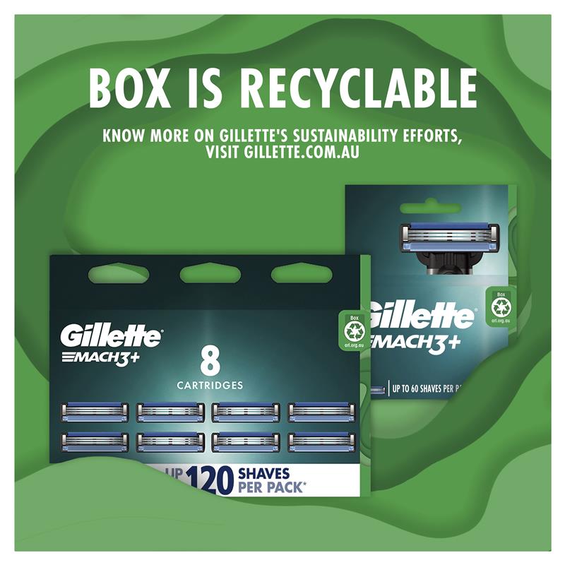 Gillette Mach3+ Razor Replacement Cartridges with 1 Handle & 6 Cartridges