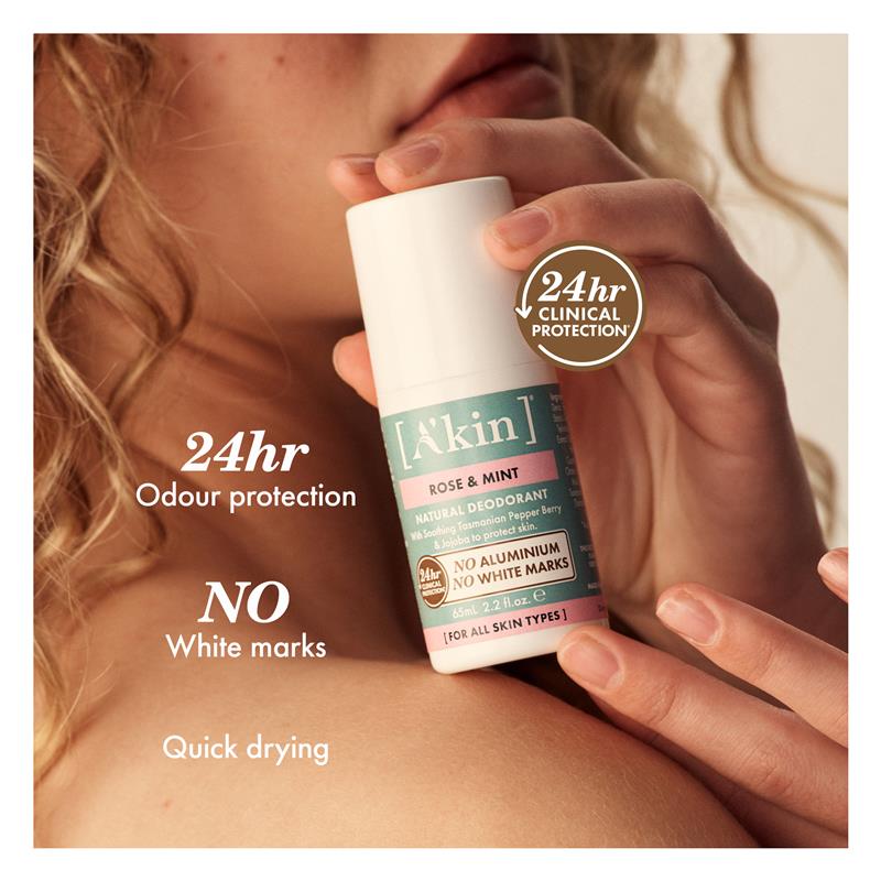 Akin Rose & Mint Deodorant Roll On 65ml