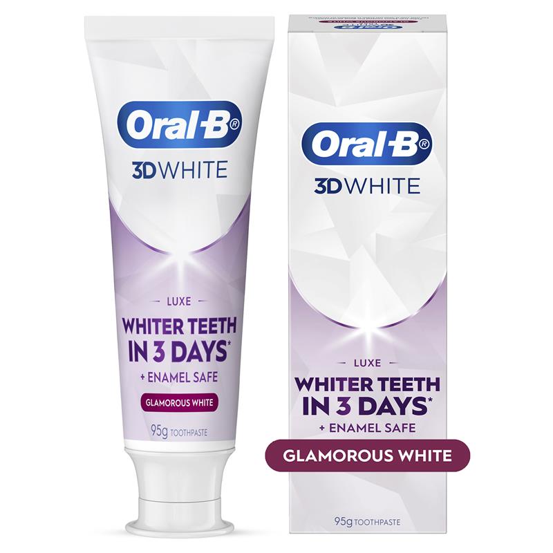 Oral-B 3D White Luxe Glamorous White Toothpaste 95g - Whitening Mint Formula