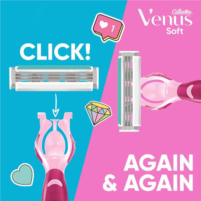Gillette Simply Venus Hybrid Razor 4 Pack - Closer Shave with Less Nicks