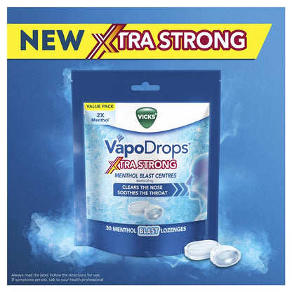 Vicks VapoDrops Xtra Strong Menthol Blast 30 Lozenges