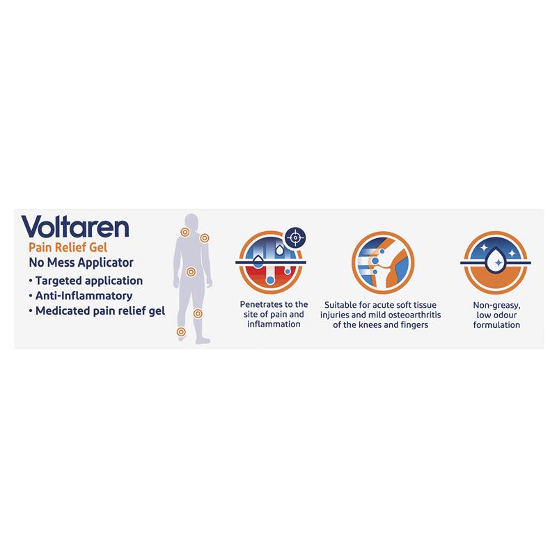Voltaren Pain Relief Gel with No Mess Applicator - 75g for Targeted Relief