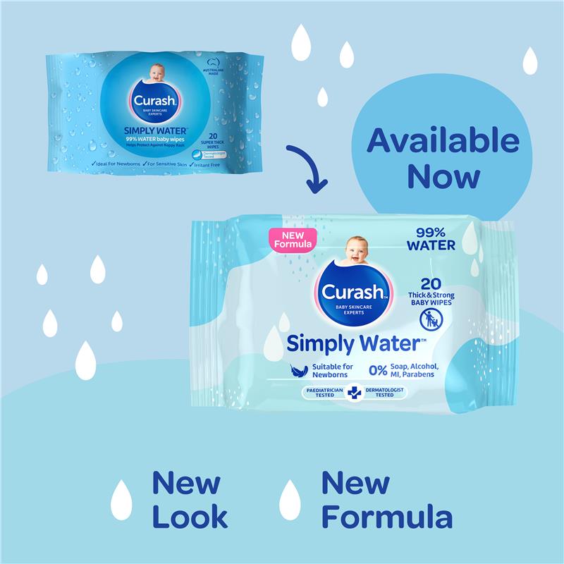 Curash Simply Water Wipes 20 Pack
