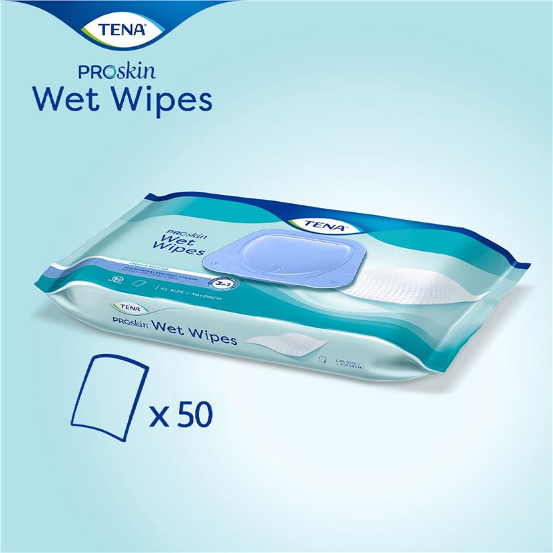 TENA ProSkin Adult Wet Wipes 50 Pack – Gentle Incontinence Care