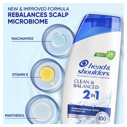 Head & Shoulders Clean & Balanced 2in1 Shampoo & Conditioner 350ml
